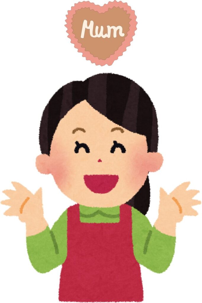 明るい母